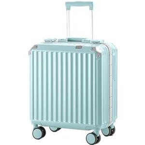 Koffer 18“Aluminium magnesiumlegering bagage heren/dames reiskoffer met telescopische trekstangspinner (Color : Lake blue)