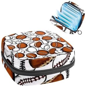 Draagbare maandverband, opbergtas, menstruatiecup zakje vrouwelijke menstruatie pads tas voor tienermeisjes, tampons eerste menstruatie kit, tennisbal en honkbal in cartoonstijl