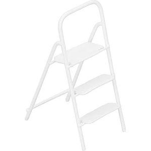 Miniatuur ladder 1/12, 3 treden ladder miniatuur roestvrij staal metaal DIY decoratie delicate textuur voor poppenhuis meubels accessoires (WHITE)