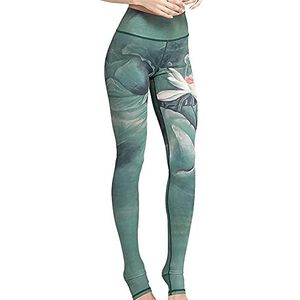 PRJN Dames legging bedrukt sport fitness broek vrouwen yoga leggings gym fitness running vrouwen gym fitness leggings hardlopen yoga pilates broek panty vrouwen yoga broek hoge taille yoga broek, A-groen, M