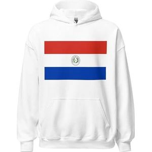 Pixelforma Pullover met capuchon met Paraguay-vlag, Wit, XL