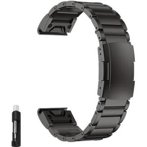Fit for Garmin 22mm 26mm Quick Fit Titanium Metalen Horlogeband Armband geschikt for Fenix ​​7X 7 6X Pro 5X Plus/Instinct/Epix Band Polsband (Color : Black2, Size : 26mm)