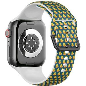 Zachte sportband compatibel met Apple Watch 42 / 44 / 45 / 49 mm (gele rubberen eend) siliconen armband accessoire voor iWatch