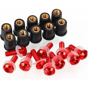 Windscherm Bouten Schroeven Voor SUZUKI SV650 SV650S 2013-2019 5mm 10PCS Motorcycle Voorruit Bouten Schroef Moer Fastener Kit(rood)