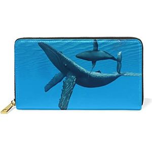 Dolphin baby dier blauwe portemonnee echt lederen rits munt telefoon portemonnee clutch voor vrouwen