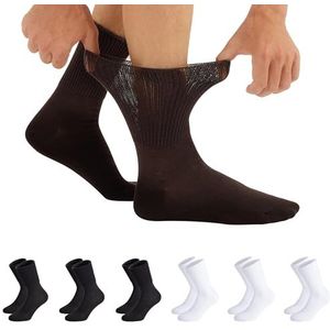 CALZITALY, Set van 3/6 paar sokken zonder elastische rand, uniseks medische sokken, gemaakt in Italië, 6 paar - 3 zwart + 3 wit, 35-38