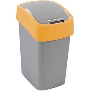 CURVER Flip Bin afvalemmer met klapdeksel, 50 liter, zilver/oranje