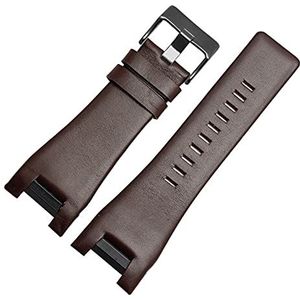 ENICEN 32mm lederen horlogeband for dieselhorloge riem geschikt for DZ1216 DZ1273 DZ4246 DZ4247 DZ287 Zachte ademend polsband armband (Color : BrownB black buckle, Size : 32-18mm)