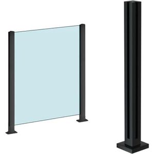 Glazen Balustrade Zwart glazen relingpaal, glazen balustrade paalkolom voor balustrade balkondektrappen, kan geen leuningversie toevoegen en aanpasbare hoogte (Color : Corner Post, Size : H105CM/41.