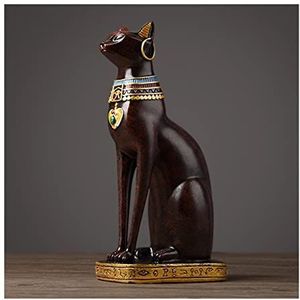 Standbeeld Egyptische Kat Hars Ambachtelijke Vintage Home Decor Beeldje Standbeeld Voor Tafel Ornamenten Gift abstracte sculptuur (Size : Texture Red)