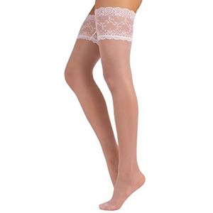CALZITALY Kousen voor bruid, ondergoed, bruidskleding, ivoor, wit, natuur, zwart, 15 Den, Made in Italy, Wit, XL