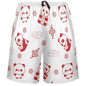LI ZHI XIN Herenpyjamabroek, korte pyjamabroek, zomer casual shorts, elastische tailleband met trekkoord, rechte losse pasvorm met 2 zakken, S-XXL pandapatroon, Meerkleurig, S