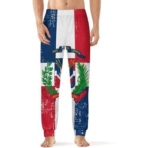 Retro Dominicaanse Republiek Vlag Mannen Pyjama Broek Zachte Lange Pjs Bottoms Elastische Nachtkleding Broek 4XL