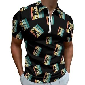 Vintage Schermen Sport Half Zip-up Polo Shirts Voor Mannen Slim Fit Korte Mouw T-shirt Sneldrogende Golf Tops Tees XL