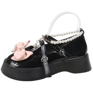 Vintage Mary Jane Enkelschoenen voor dames, schattige Y2K nieuwe kruisschoenen, dikke hak, dikke onderkant, bijpassende pumps, zwart1, 39 EU