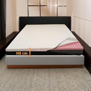 Comfy Line Topper memory + topper stijf orthopedisch 8 cm hoog | Topper van memory en stevig Frans materiaal 140 x 200 cm | matras met afneembare stof | Topper met dubbele hardheid - model Optima H8