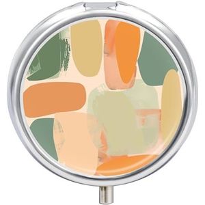 Pillendoosje Travel Pill Organizer Groene en Beige Vormen Gedrukt Leuke Pillendoos Handige Pillendoos Geschikt om in zakken en zakken te worden geplaatst