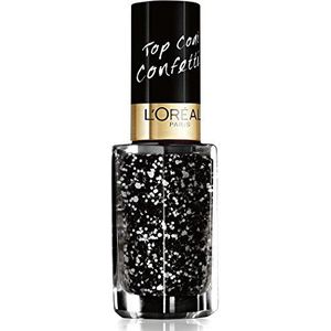 L'Oréal Paris Color Riche Le Vernis Top Coat Confettis Glitter Nagellak, glanzende toplak met glinsterend effect in zwart-wit, 96 confettis, 1 x 5 ml