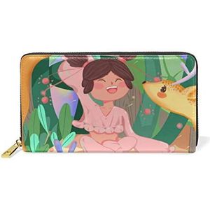 Cartoon hert roze meisje portemonnee echt lederen portemonnee creditcardhouder voor vrouwen telefoon meisje