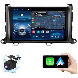 Android 14.0 2 Din Autoradio 9"" Touchscreen Auto Stereo voor Toyota Sienna 2009-2014 met Draadloze Carplay Android Auto GPS navigatie AHD Omgekeerd beeld Stuurwielbediening(P1(1G+32G))