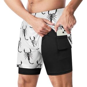 Zwart En Wit Schorpioen Patroon Grappige Zwembroek Met Compressie Liner & Pocket Voor Mannen Board Zwemmen Sport Shorts