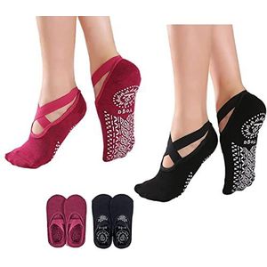 CHUANGOU 2 paar yogasokken, antislip, yogasokken, voor balletdans, voettraining.