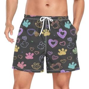 Niigeu Naadloze Cartoon Paw Dog Print mannen zwembroek shorts sneldrogend met zakken, Leuke mode, XL