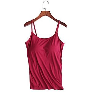 Tank met ingebouwde beha, tanktops voor dames met ingebouwde beha, verstelbare haltertop, 2-in-1 dieptepunt shirt
