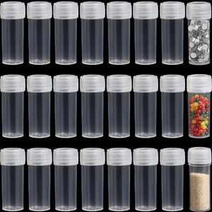 SBYURE 120 Stuks 5 ML Plastic Sample Flessen Flesje Opslag Mini Clear Opbergdoos met Deksel Flacon Opslag Container Reageerbuis voor Kleine Artikelen