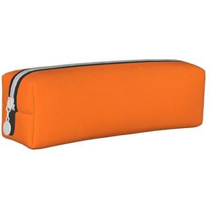 YWSOTRE Beauty Burnt Oranje Gedrukt, Potlood Pouch Pen Case Draagbare Lederen Potlood Tas met Rits Cosmetische Pouch Bag, zoals afgebeeld, Eén maat, Tas Organizer