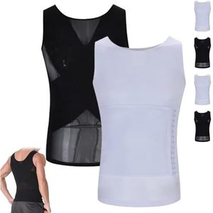 Men's Side Breasted Shapewear Mesh Breathable Corset With Adjustable Belly,Mens Stomach Shapewear Tummy Control (XL,2 Pcs)