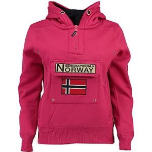 Geographical Norway GYMCLASS Lady Sweatshirt voor dames, met capuchon en zakken met kangoeroezakken, casual sweatshirt met lange mouwen, warm, Flash Roze, M