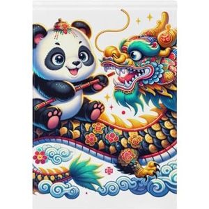 Chinese Panda Jaar van de Draak Festival Tuinvlaggen voor Buiten 62 x 100 cm Grote Dubbelzijdige Yard Vlag