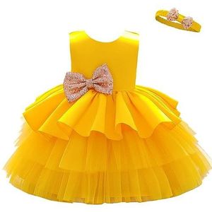 Lito Angels Bruiloft Jurk met Hoofdband voor Baby Meisjes Geel Maat 8 Leeftijd 9-12 Maanden Markeringsnummer 7