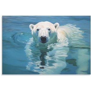 EPEDIC Witte natuur beer canvas muurkunst prints moderne wilde dieren onderwater schilderij kunst poster ingelijst kunstwerk voor thuis slaapkamer woonkamer kantoor muur decor