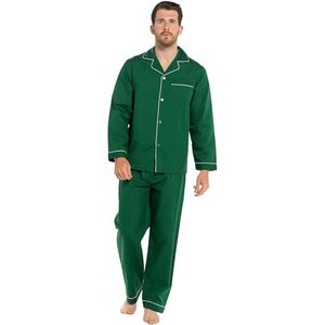 Strong Souls Herenpyjama, traditionele 2-delige pyjama, Emerald Groen, L