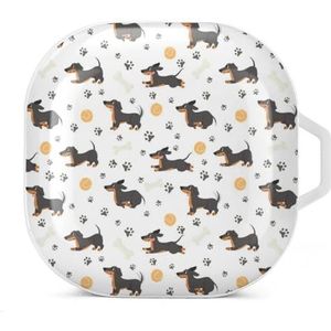 Grappige teckel met voetafdruk oordopjes hoesje compatibel met Samsung hard shell beschermhoes wit stijl