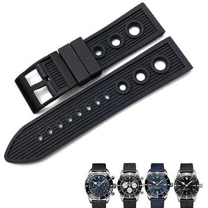INSTR Natuur Rubber Horlogebandje Voor Breitling Superocean Avenger Heritage Gevlochten Horlogeband 22mm 24mm Band Armbanden (Color : Black black, Size : 22mm)