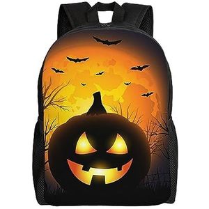 ZaKhs Halloween Print Rugzak Meisjes Jongens Hoge Capaciteit Lichtgewicht Boek Tas Casual Dag Pack Voor Thuis Werk Weekends Reizen, Zwart, Eén maat