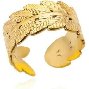 18K vergulde roestvrijstalen ringen voor vrouwen uitgeholde ringen geometrische open ring voor vrouwelijke sieraden - gouden kleur-13-18K verguld