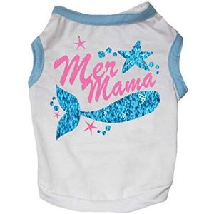 Petitebelle Mer Mama Wit Katoen Shirt Puppy Hond Kleding, Medium, Kleur: wit