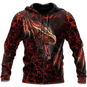 Viking Lava Dragon Pattern 3D All Over Printed Men Hoodies, Unisex Nordic Dragon Casual Trui