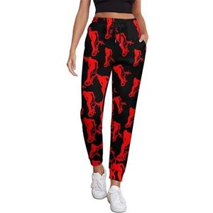 Bicycle Stunts Joggingbroek voor dames, hardloopbroek, joggingbroek, vrijetijdsbroek, elastische taille, lang, met zakken