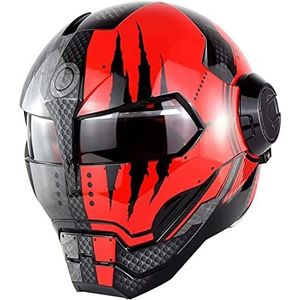 Motorhelm Motorfiets Full Face Open Helm ECE Gecertificeerd Iron Man Transformers Helm Flip Up Full Face Motorhelmen Voor Volwassenen Mannen Vrouwen B,M