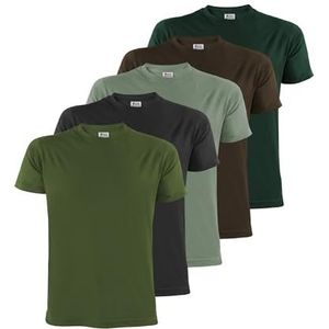 ALPIDEX Heren T-Shirts 5-pack met ronde hals, verkrijgbaar in verschillende kleuren, Grootte S M L XL XXL 3XL 4XL 5XL, Grootte:s, Kleur:Forest