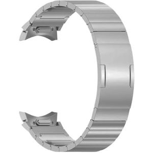 GEEN gaten titanium metalen band geschikt for Samsung Galaxy Watch 6 Classic 47mm 43mm 4/5/6 44mm 40mm Quick Fit Band geschikt for Galaxy 5 Pro 45mm(Color:Silver,Size:Galaxy watch 6 44mm)