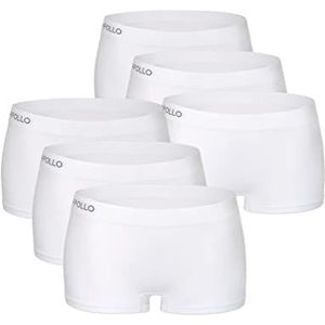 ORIGINAL BASICS 3/6 Pack Dames Boxershorts Katoen Pantys Naadloos Basic Comfort (Model: Urbania), 6 stuks (wit), XL