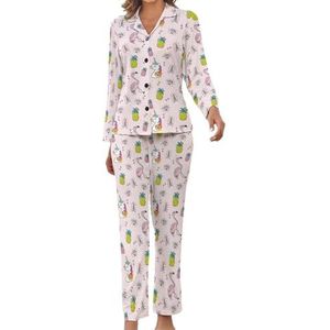 Eenhoorn Flamingo Ananas Damespyjama Set Bedrukte Pj Set Nachtkleding Pyjama Loungewear Sets M