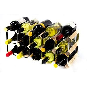 Cranville wine racks Klassieke 15 flessen grenenhout en verzinkt metaal wijnrek zelfmontage