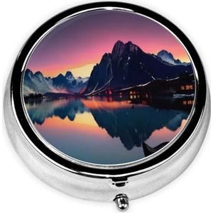 Ronde pillendoos Noorse eilanden - 3 compartimenten geneeskunde pillenetui, waterdicht, zak pillenorganisator, draagbaar, voor zak of portemonnee pillendozen